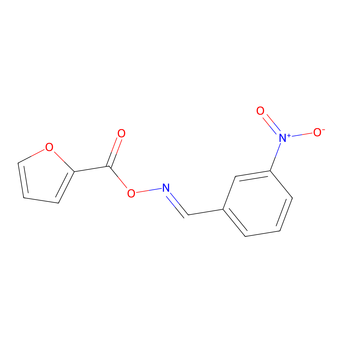(E)-[(3-nitrophenyl)methylidene]amino furan-2-carboxylate molecular structure, CAS 303987-12-4