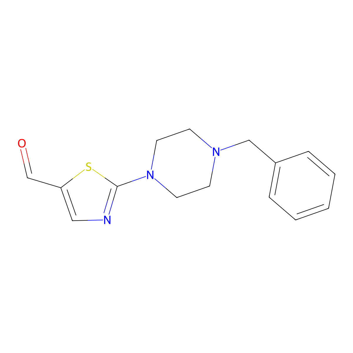 2-(4-Benzylpiperazino)-1,3-thiazole-5-carbaldehyde molecular structure, CAS 303987-22-6