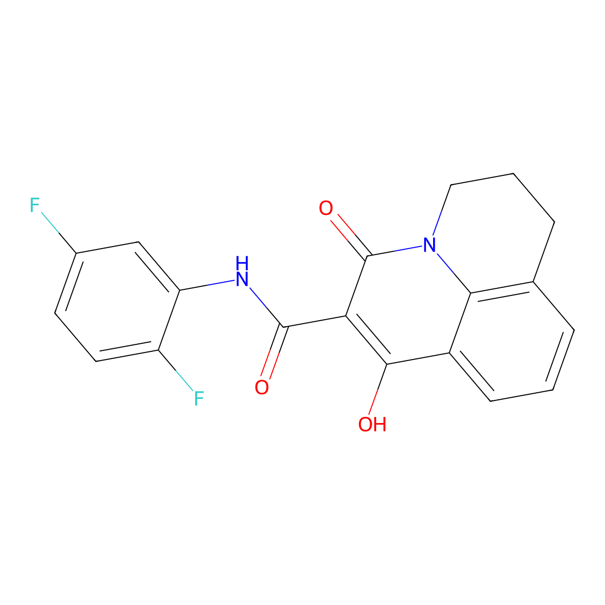 N-(2,5-difluorophenyl)-7-hydroxy-5-oxo-2,3-dihydro-1H,5H-pyrido[3,2,1-ij]quinoline-6-carboxamide molecular structure, CAS 303987-25-9