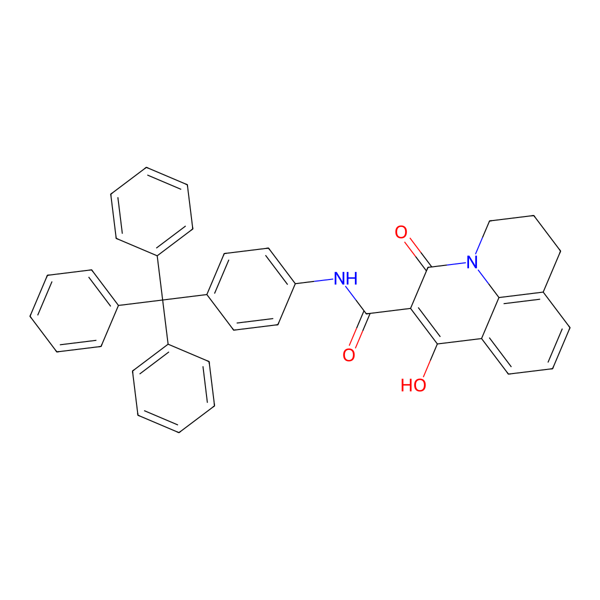 7-hydroxy-5-oxo-N-(4-tritylphenyl)-2,3-dihydro-1H,5H-pyrido[3,2,1-ij]quinoline-6-carboxamide molecular structure, CAS 303987-30-6