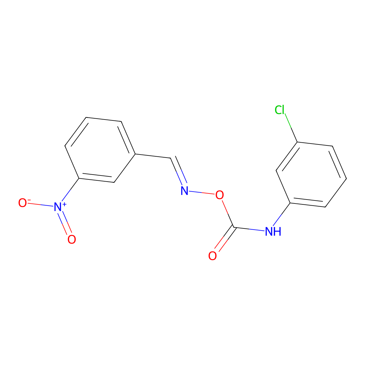 1-chloro-3-{[({[(E)-(3-nitrophenyl)methylidene]amino}oxy)carbonyl]amino}benzene molecular structure, CAS 303987-33-9