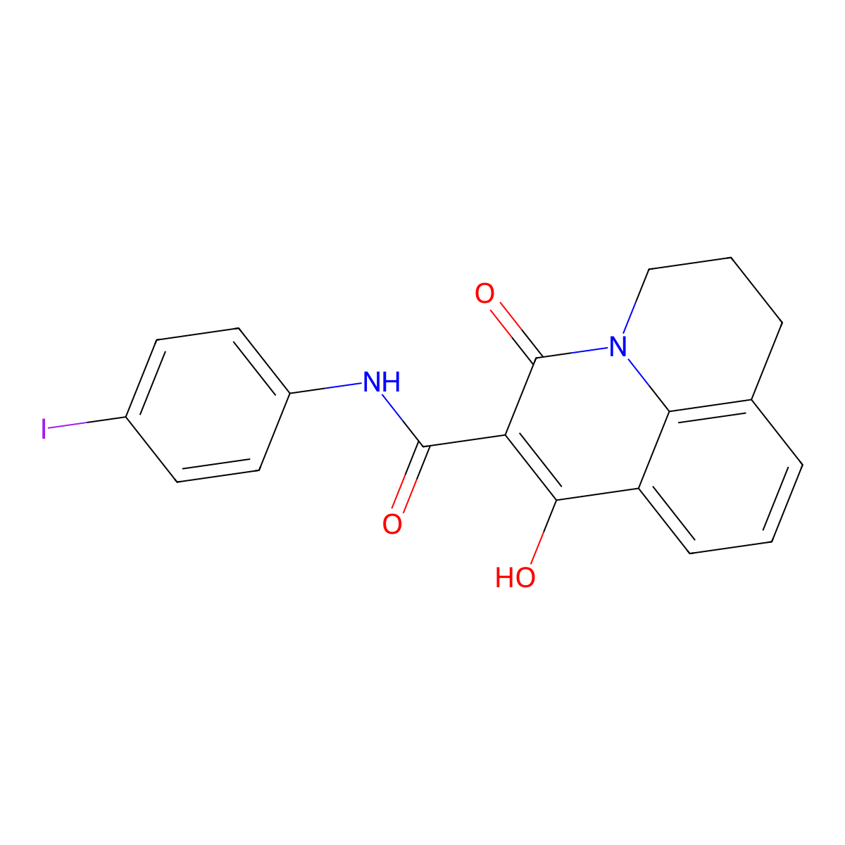 7-hydroxy-N-(4-iodophenyl)-5-oxo-2,3-dihydro-1H,5H-pyrido[3,2,1-ij]quinoline-6-carboxamide molecular structure, CAS 303987-36-2