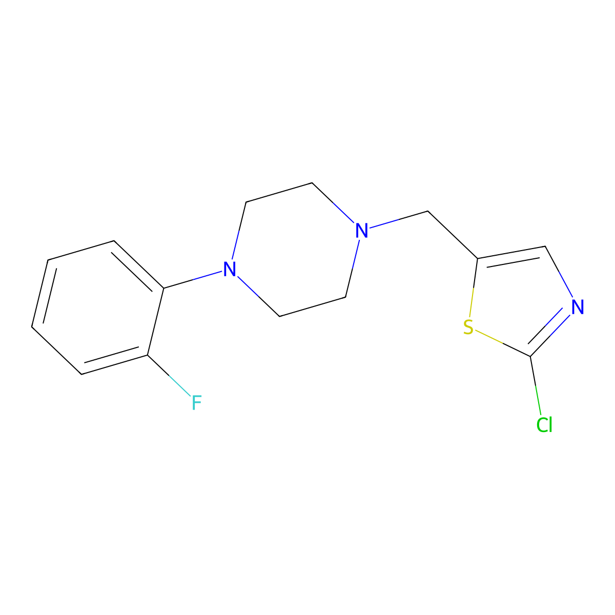 1-[(2-Chloro-1,3-thiazol-5-yl)methyl]-4-(2-fluorophenyl)piperazine molecular structure, CAS 303987-42-0