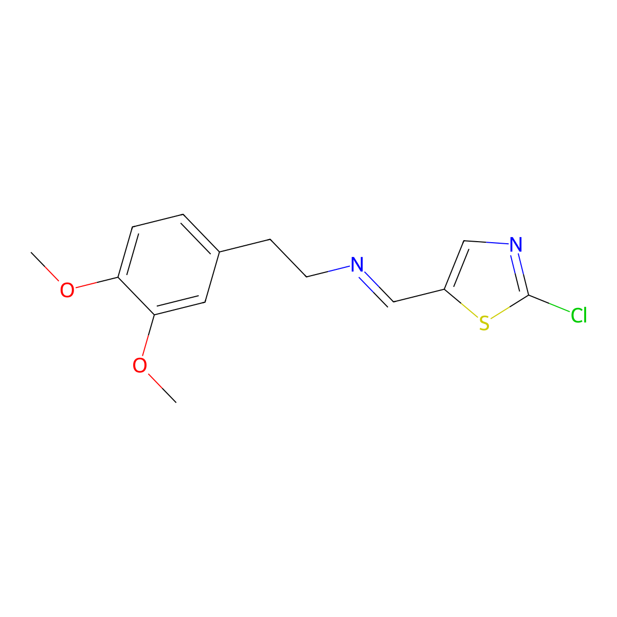 N-[(E)-(2-chloro-1,3-thiazol-5-yl)methylidene]-2-(3,4-dimethoxyphenyl)-1-ethanamine molecular structure, CAS 303987-43-1