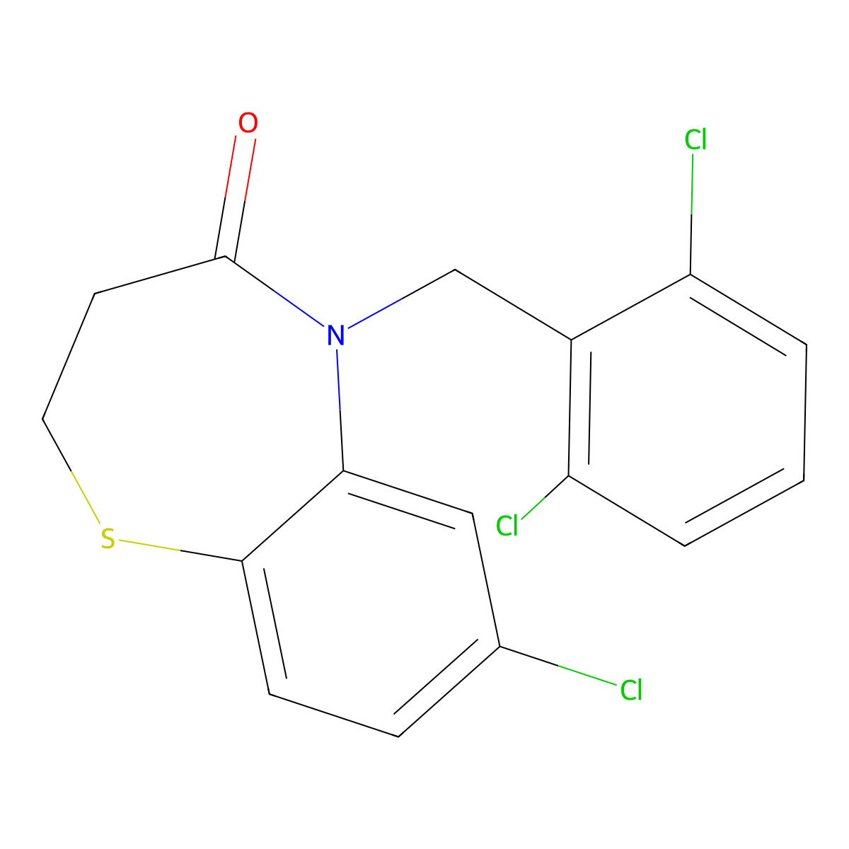 7-chloro-5-(2,6-dichlorobenzyl)-2,3-dihydro-1,5-benzothiazepin-4(5H)-one molecular structure, CAS 303987-48-6