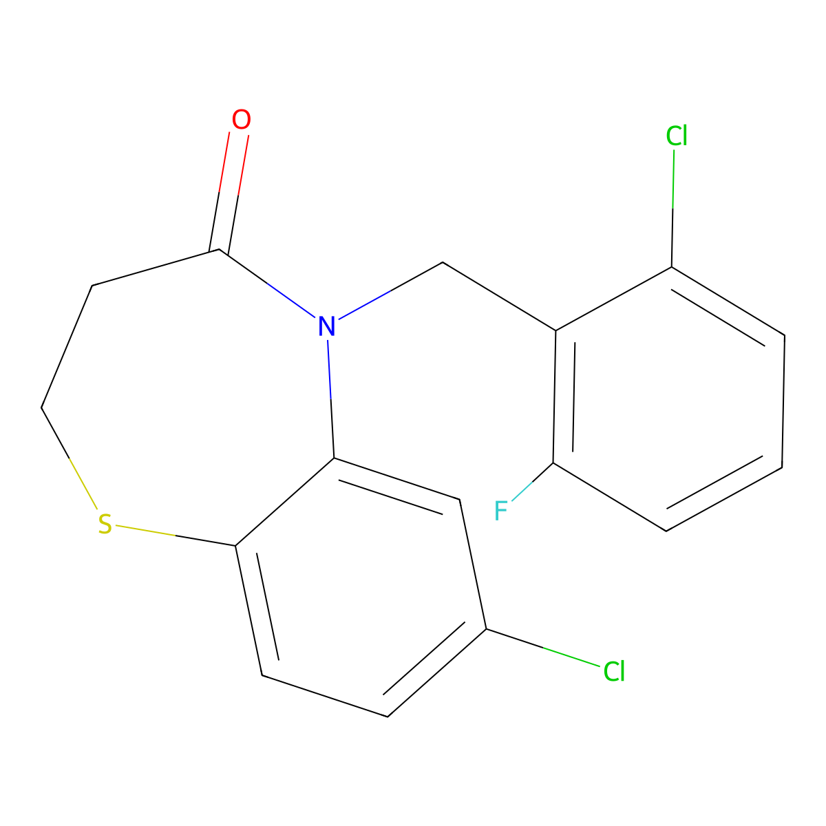 7-chloro-5-(2-chloro-6-fluorobenzyl)-2,3-dihydro-1,5-benzothiazepin-4(5H)-one molecular structure, CAS 303987-49-7