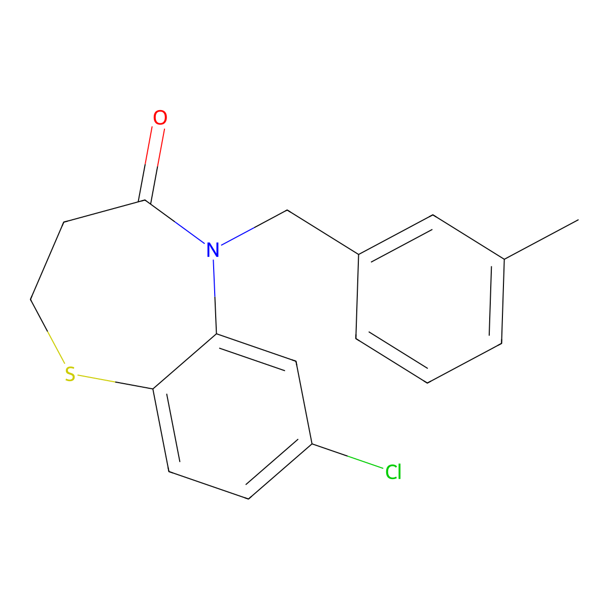 7-chloro-5-(3-methylbenzyl)-2,3-dihydro-1,5-benzothiazepin-4(5H)-one molecular structure, CAS 303987-50-0