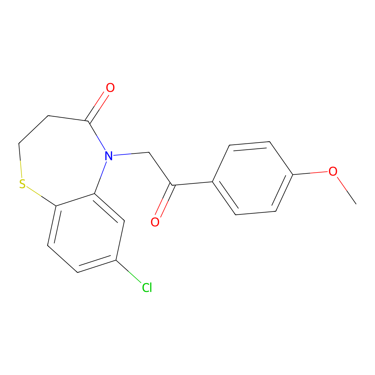7-chloro-5-[2-(4-methoxyphenyl)-2-oxoethyl]-2,3-dihydro-1,5-benzothiazepin-4(5H)-one molecular structure, CAS 303987-54-4