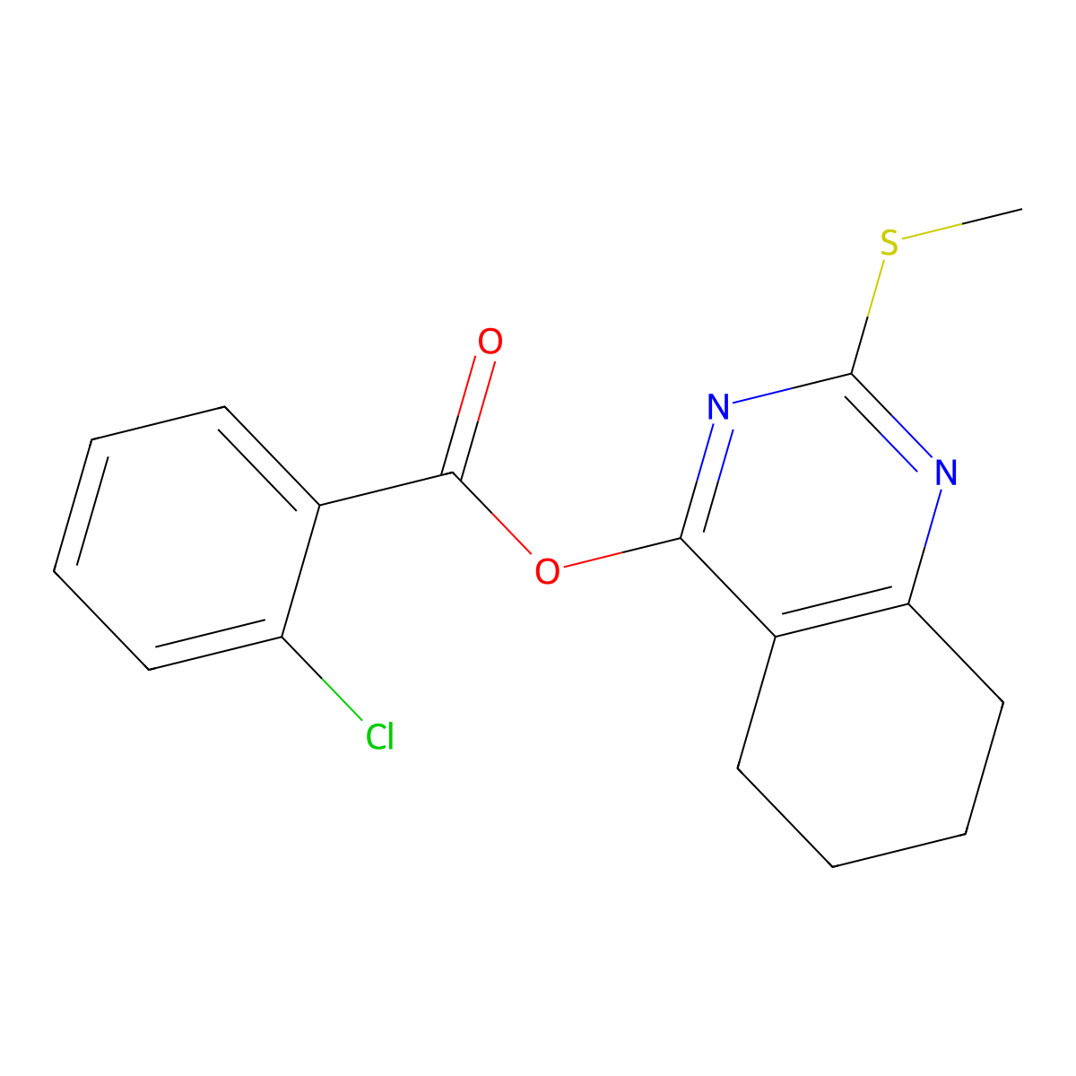 2-(Methylsulfanyl)-5,6,7,8-tetrahydro-4-quinazolinyl 2-chlorobenzenecarboxylate molecular structure, CAS 303987-61-3
