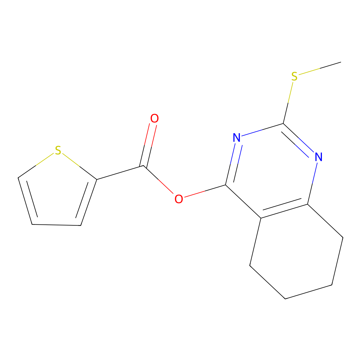 2-(Methylsulfanyl)-5,6,7,8-tetrahydro-4-quinazolinyl 2-thiophenecarboxylate molecular structure, CAS 303987-62-4