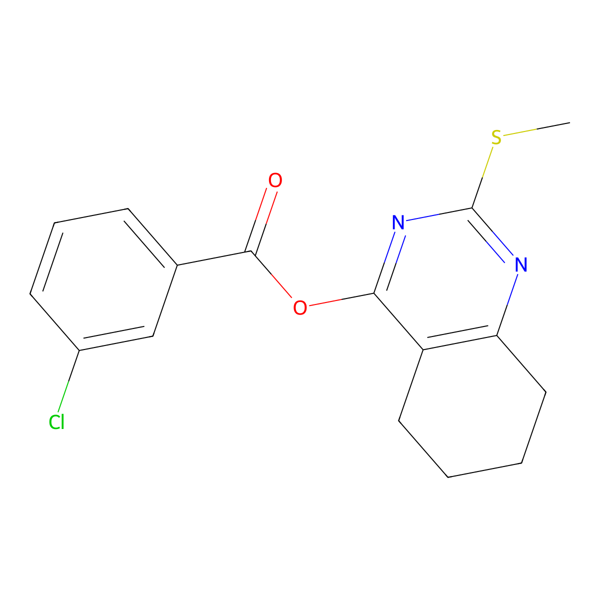 2-(Methylsulfanyl)-5,6,7,8-tetrahydro-4-quinazolinyl 3-chlorobenzenecarboxylate molecular structure, CAS 303987-63-5