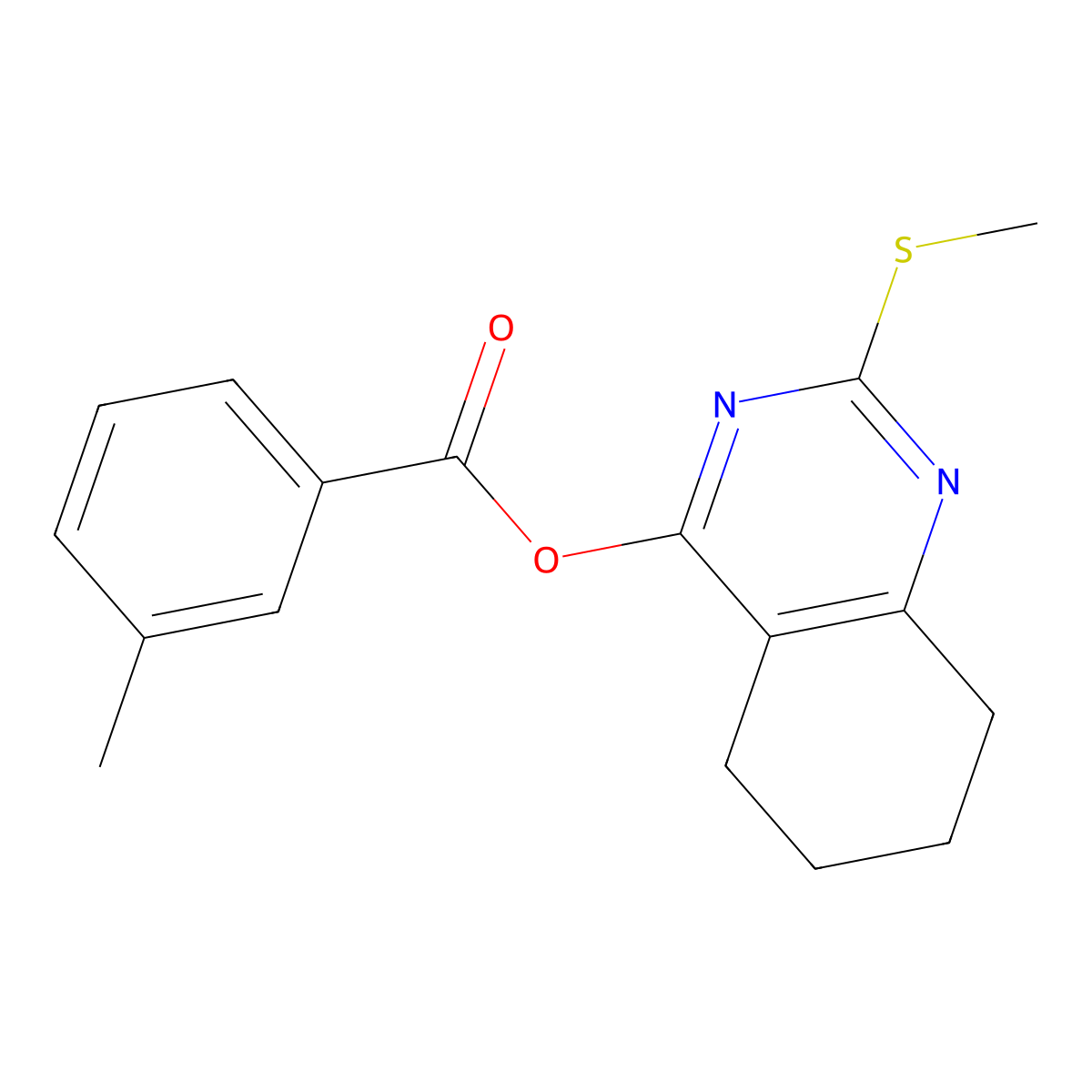 2-(Methylsulfanyl)-5,6,7,8-tetrahydro-4-quinazolinyl 3-methylbenzenecarboxylate molecular structure, CAS 303987-64-6