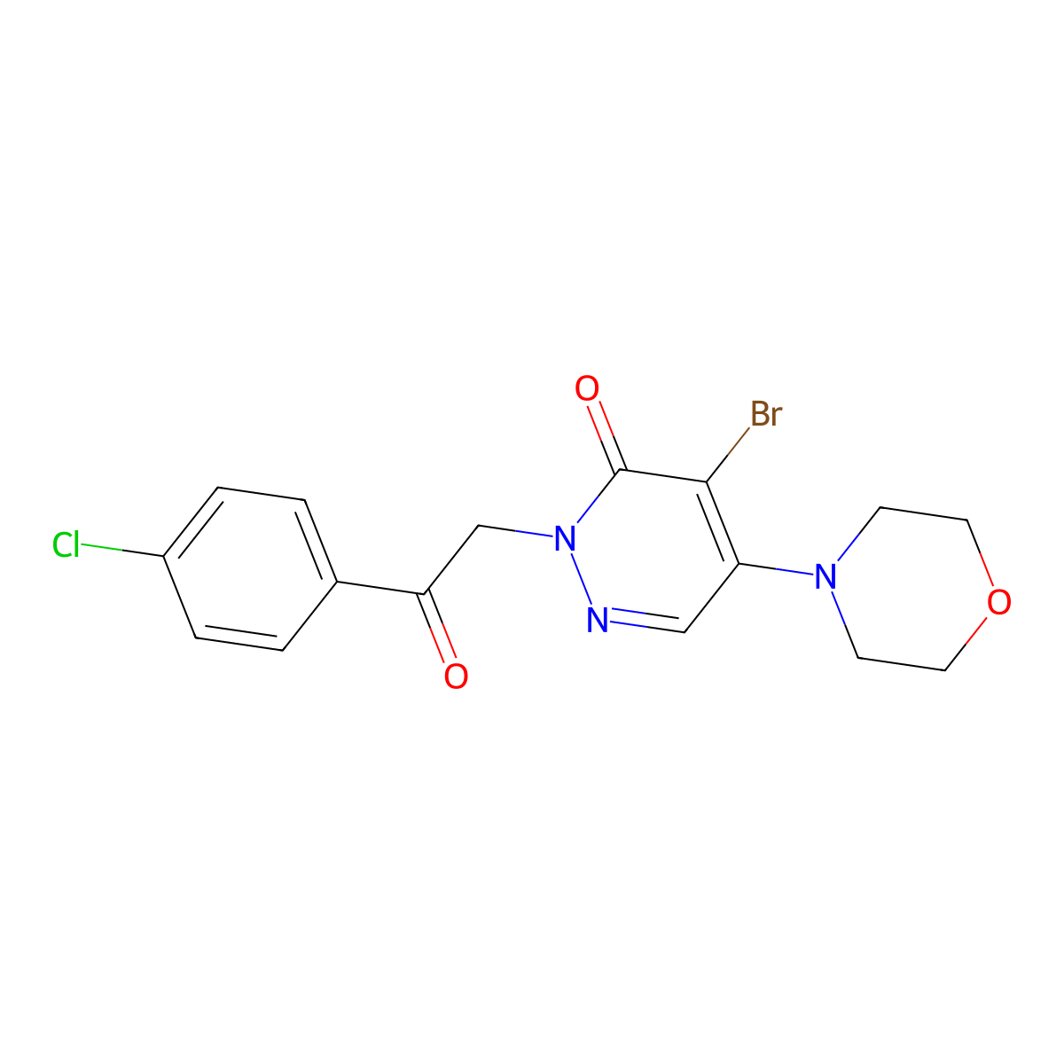 4-bromo-2-[2-(4-chlorophenyl)-2-oxoethyl]-5-morpholino-3(2H)-pyridazinone molecular structure, CAS 303987-72-6
