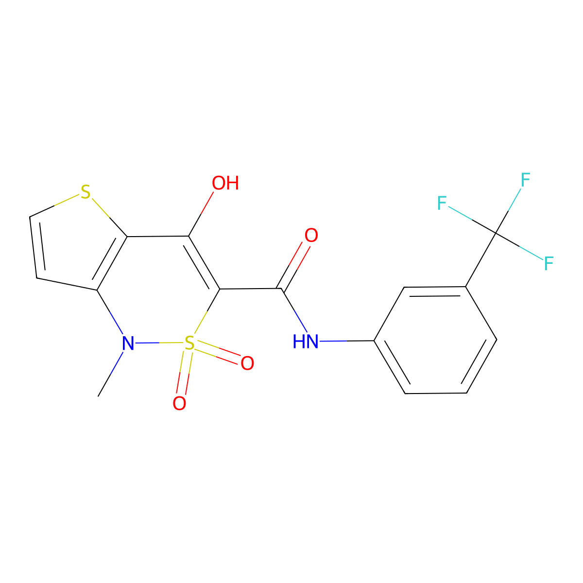 4-hydroxy-1-methyl-2,2-dioxo-N-[3-(trifluoromethyl)phenyl]-1H-2lambda6-thieno[3,2-c][1,2]thiazine-3-carboxamide molecular structure, CAS 303987-73-7