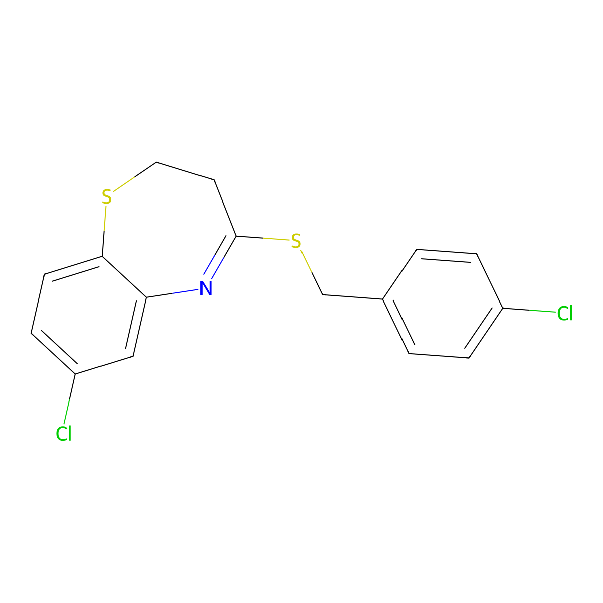 7-Chloro-4-[(4-chlorobenzyl)sulfanyl]-2,3-dihydro-1,5-benzothiazepine molecular structure, CAS 303987-74-8