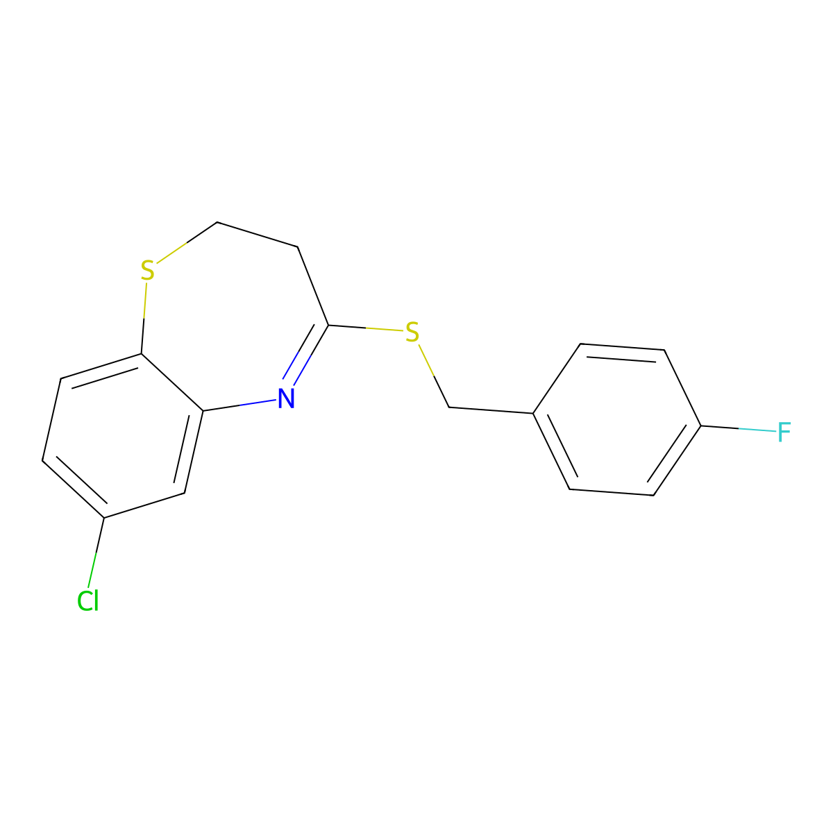 7-Chloro-4-[(4-fluorobenzyl)sulfanyl]-2,3-dihydro-1,5-benzothiazepine molecular structure, CAS 303987-75-9