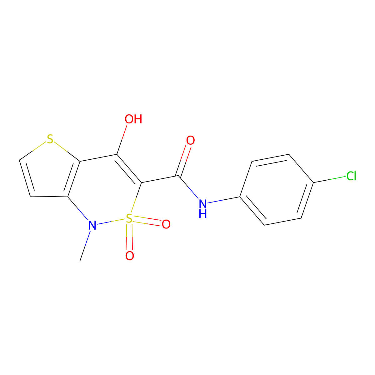 N-(4-chlorophenyl)-4-hydroxy-1-methyl-2,2-dioxo-1,2-dihydro-2lambda~6~-thieno[3,2-c][1,2]thiazine-3-carboxamide molecular structure, CAS 303987-78-2