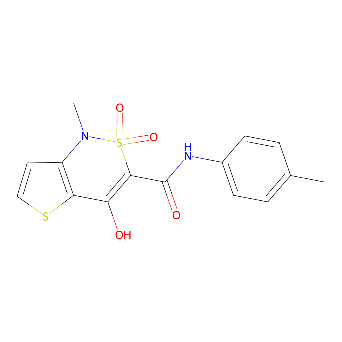 4-hydroxy-1-methyl-N-(4-methylphenyl)-2,2-dioxo-1,2-dihydro-2lambda~6~-thieno[3,2-c][1,2]thiazine-3-carboxamide molecular structure, CAS 303987-79-3