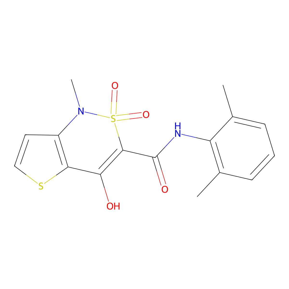 N-(2,6-dimethylphenyl)-4-hydroxy-1-methyl-2,2-dioxo-1,2-dihydro-2lambda~6~-thieno[3,2-c][1,2]thiazine-3-carboxamide molecular structure, CAS 303987-80-6