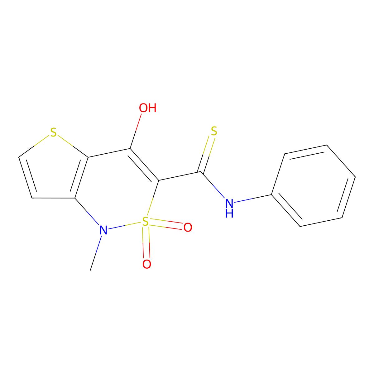 4-hydroxy-1-methyl-2,2-dioxo-N-phenyl-1,2-dihydro-2lambda~6~-thieno[3,2-c][1,2]thiazine-3-carbothioamide molecular structure, CAS 303987-83-9
