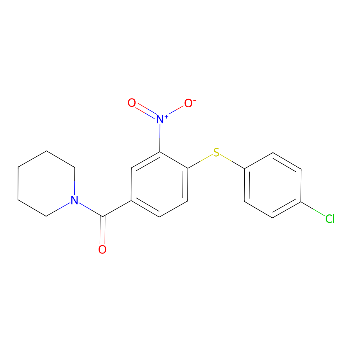 {4-[(4-Chlorophenyl)sulfanyl]-3-nitrophenyl}(piperidino)methanone molecular structure, CAS 303987-87-3
