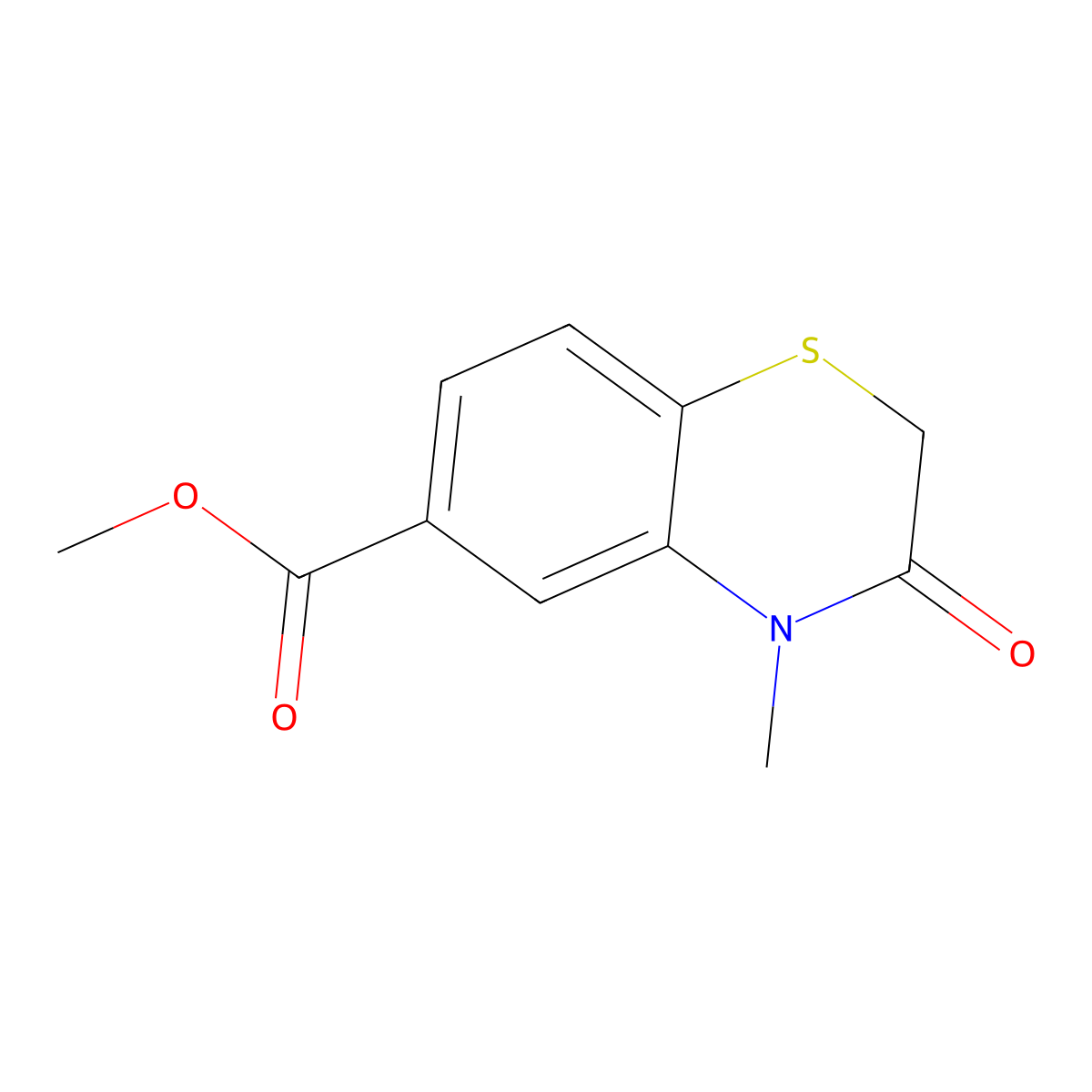 Methyl 4-methyl-3-oxo-3,4-dihydro-2H-1,4-benzothiazine-6-carboxylate molecular structure, CAS 303987-90-8