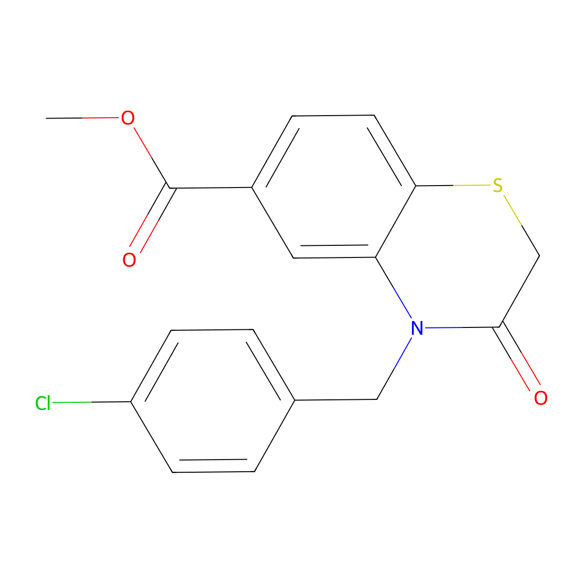 methyl 4-(4-chlorobenzyl)-3-oxo-3,4-dihydro-2H-1,4-benzothiazine-6-carboxylate molecular structure, CAS 303987-91-9