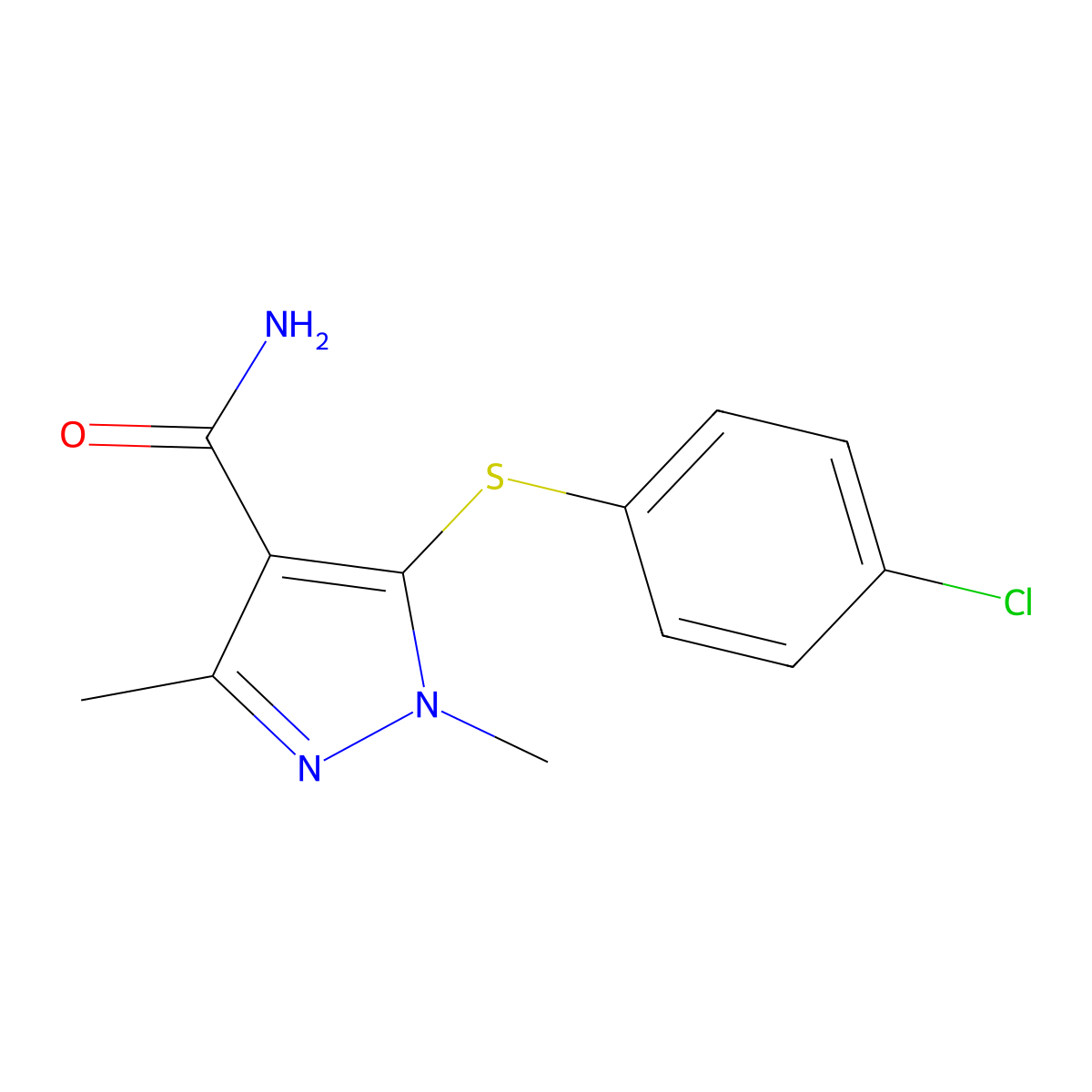 5-[(4-chlorophenyl)sulfanyl]-1,3-dimethyl-1H-pyrazole-4-carboxamide molecular structure, CAS 303987-96-4