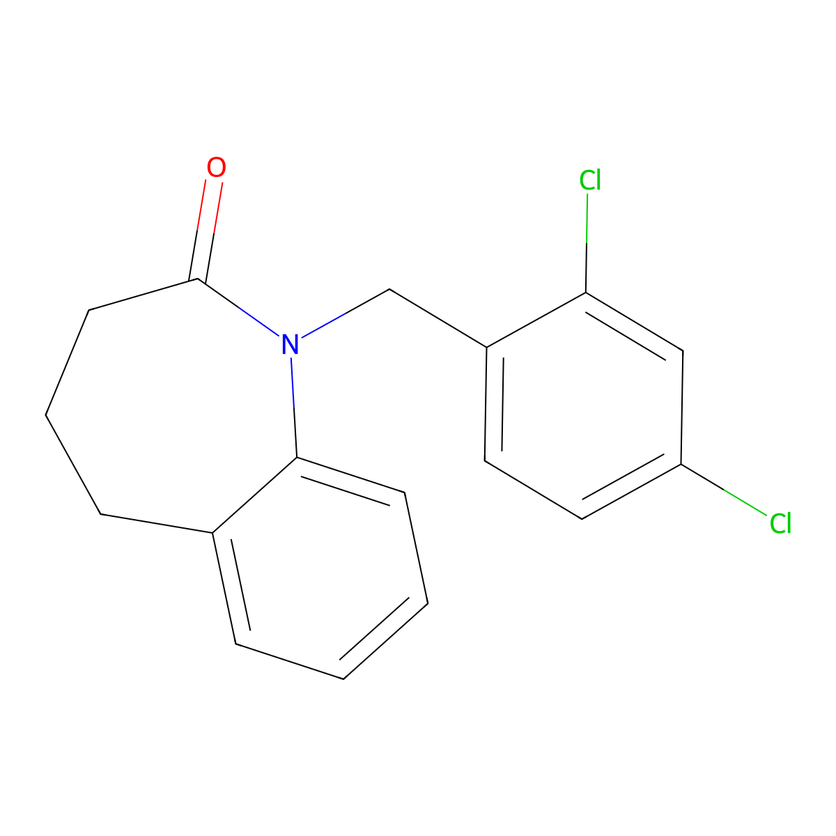 1-(2,4-dichlorobenzyl)-1,3,4,5-tetrahydro-2H-1-benzazepin-2-one molecular structure, CAS 303988-07-0