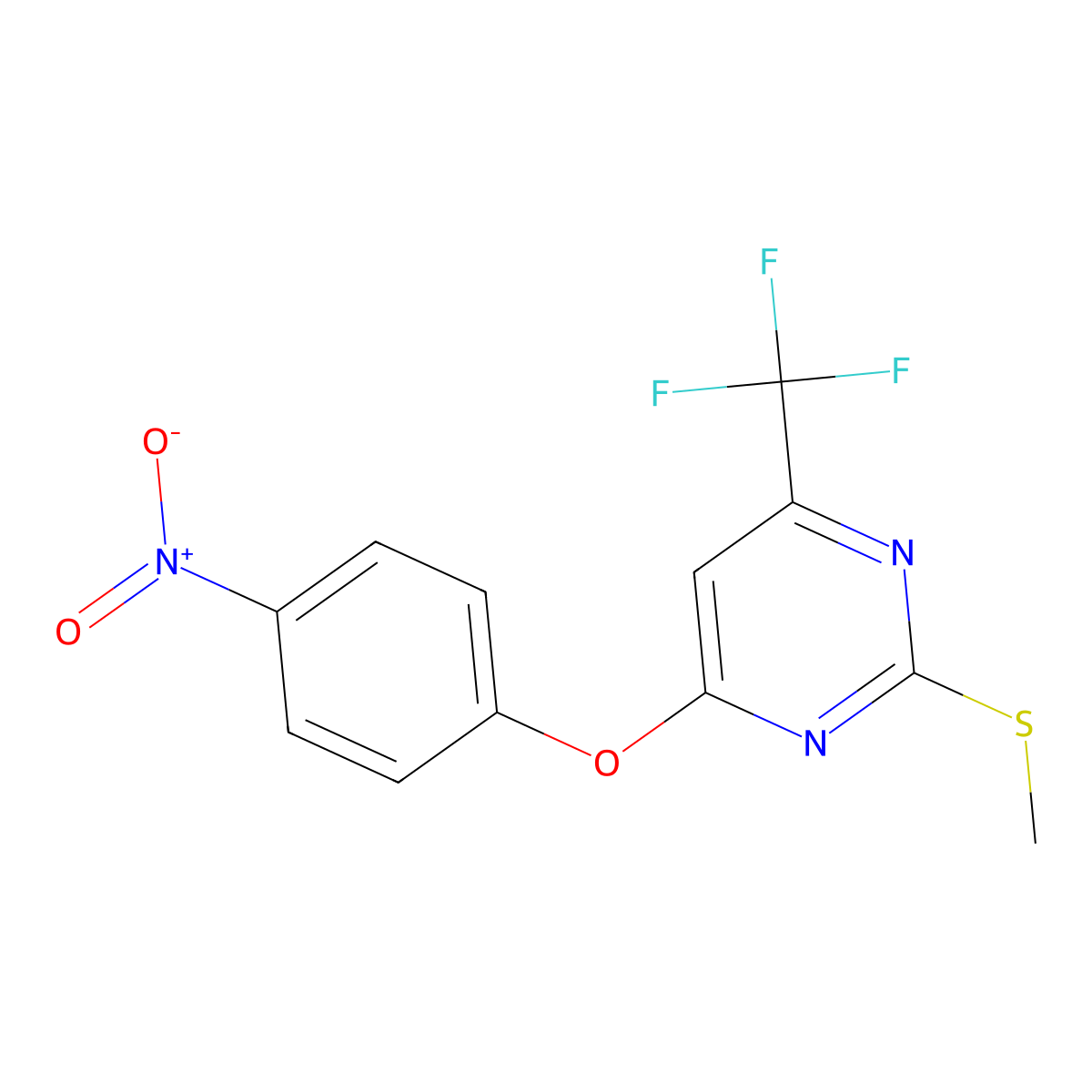 2-(Methylsulfanyl)-4-(4-nitrophenoxy)-6-(trifluoromethyl)pyrimidine molecular structure, CAS 303988-12-7