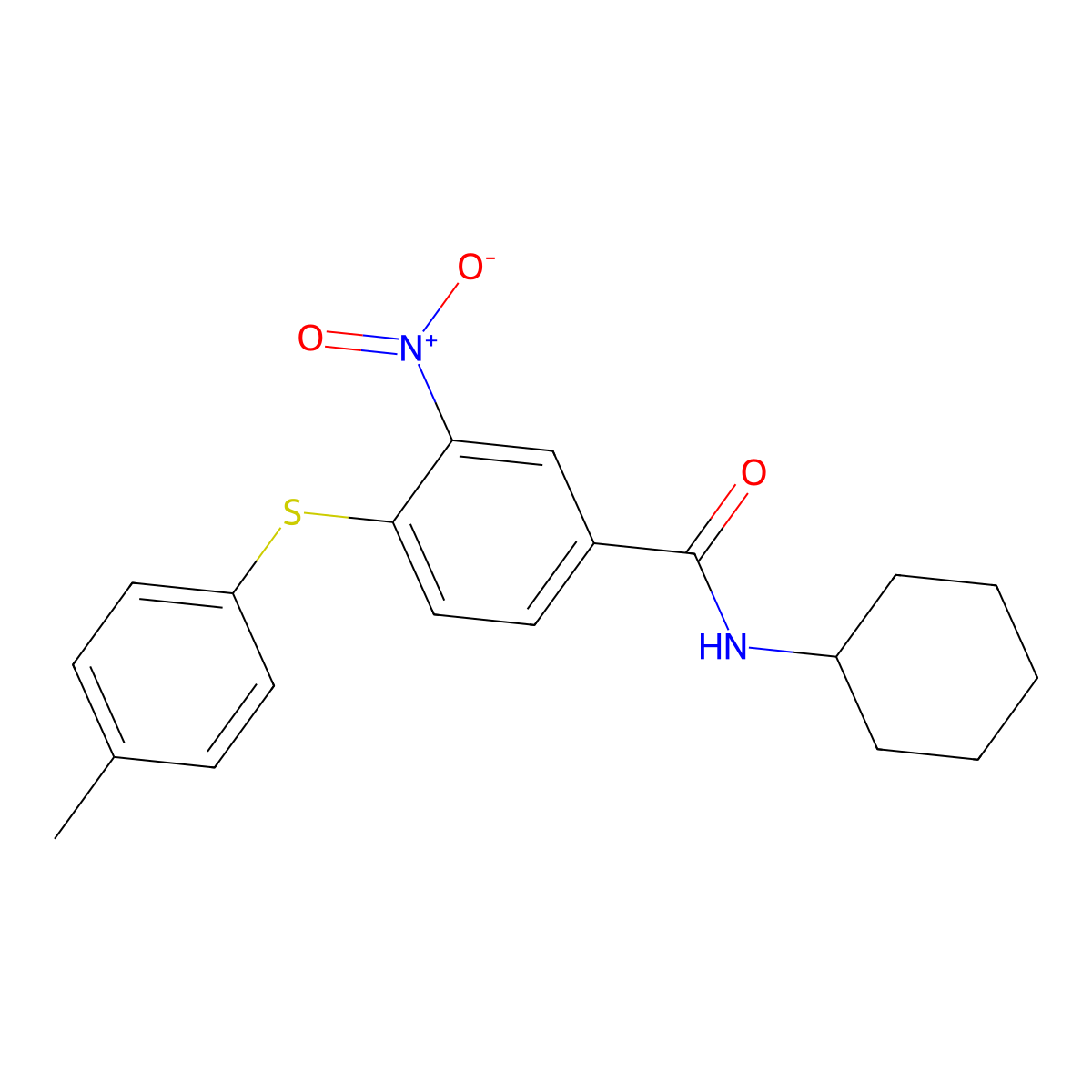 N-cyclohexyl-4-[(4-methylphenyl)sulfanyl]-3-nitrobenzenecarboxamide molecular structure, CAS 303988-15-0