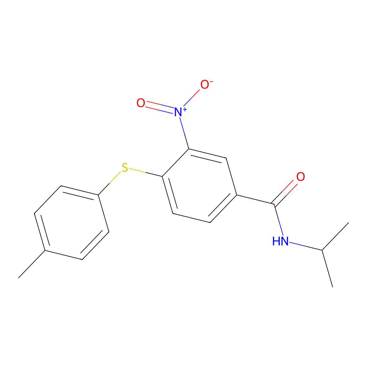 N-isopropyl-4-[(4-methylphenyl)sulfanyl]-3-nitrobenzenecarboxamide molecular structure, CAS 303988-16-1