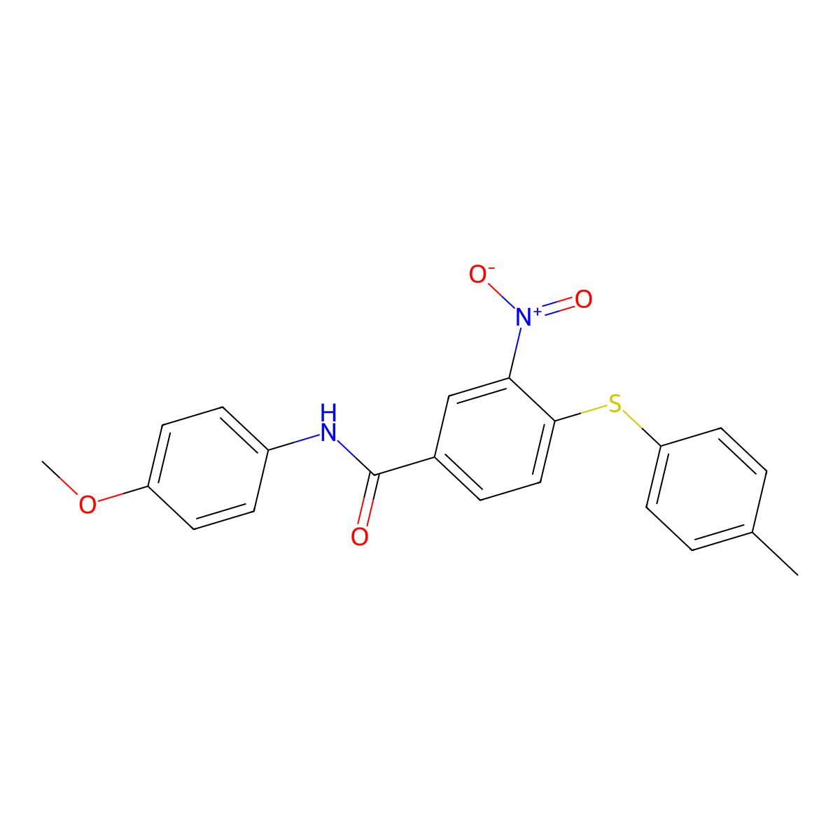N-(4-methoxyphenyl)-4-[(4-methylphenyl)sulfanyl]-3-nitrobenzenecarboxamide molecular structure, CAS 303988-20-7