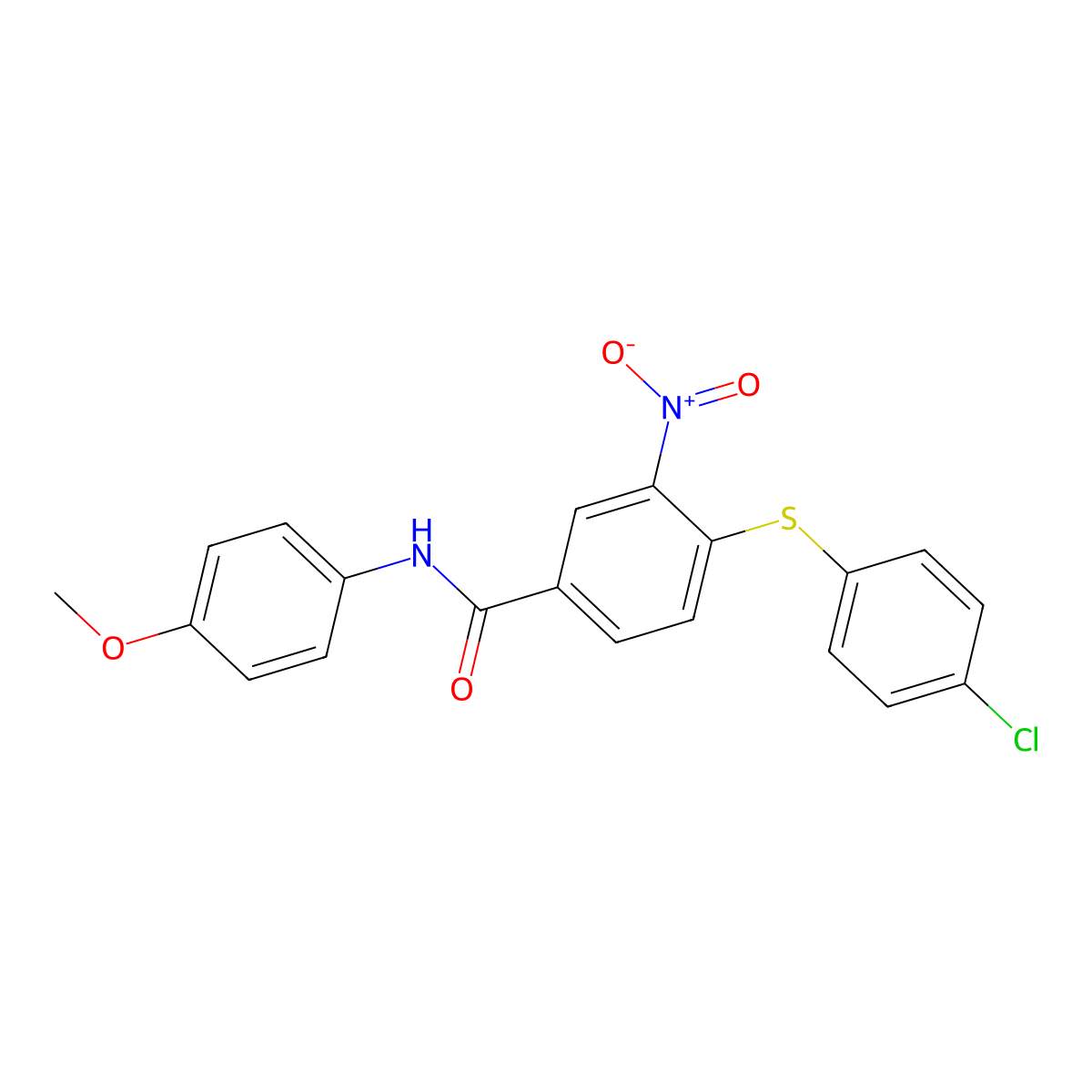4-[(4-chlorophenyl)sulfanyl]-N-(4-methoxyphenyl)-3-nitrobenzenecarboxamide molecular structure, CAS 303988-23-0
