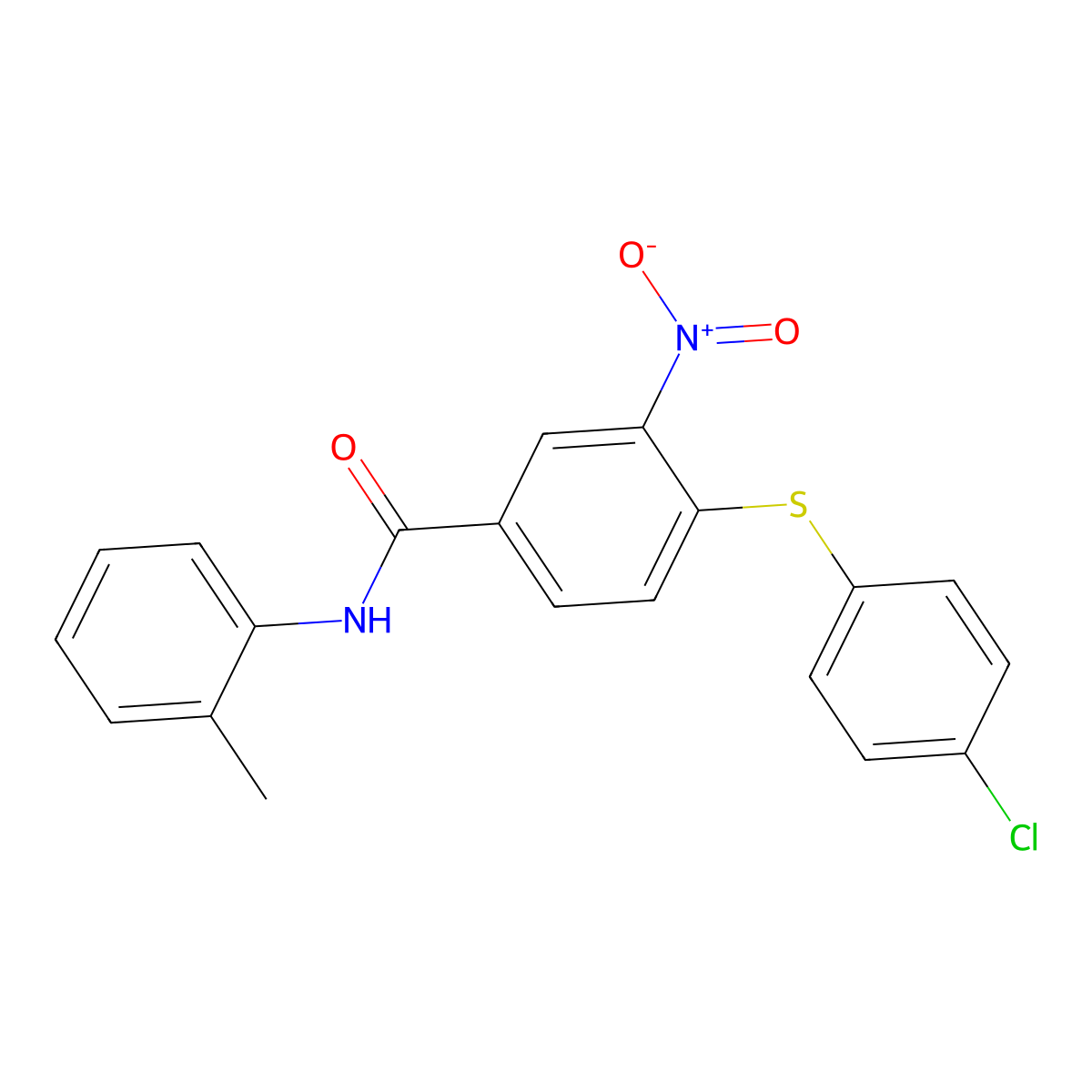 4-[(4-chlorophenyl)sulfanyl]-N-(2-methylphenyl)-3-nitrobenzenecarboxamide molecular structure, CAS 303988-24-1