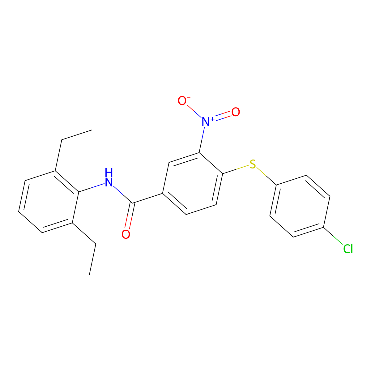 4-[(4-chlorophenyl)sulfanyl]-N-(2,6-diethylphenyl)-3-nitrobenzenecarboxamide molecular structure, CAS 303988-26-3