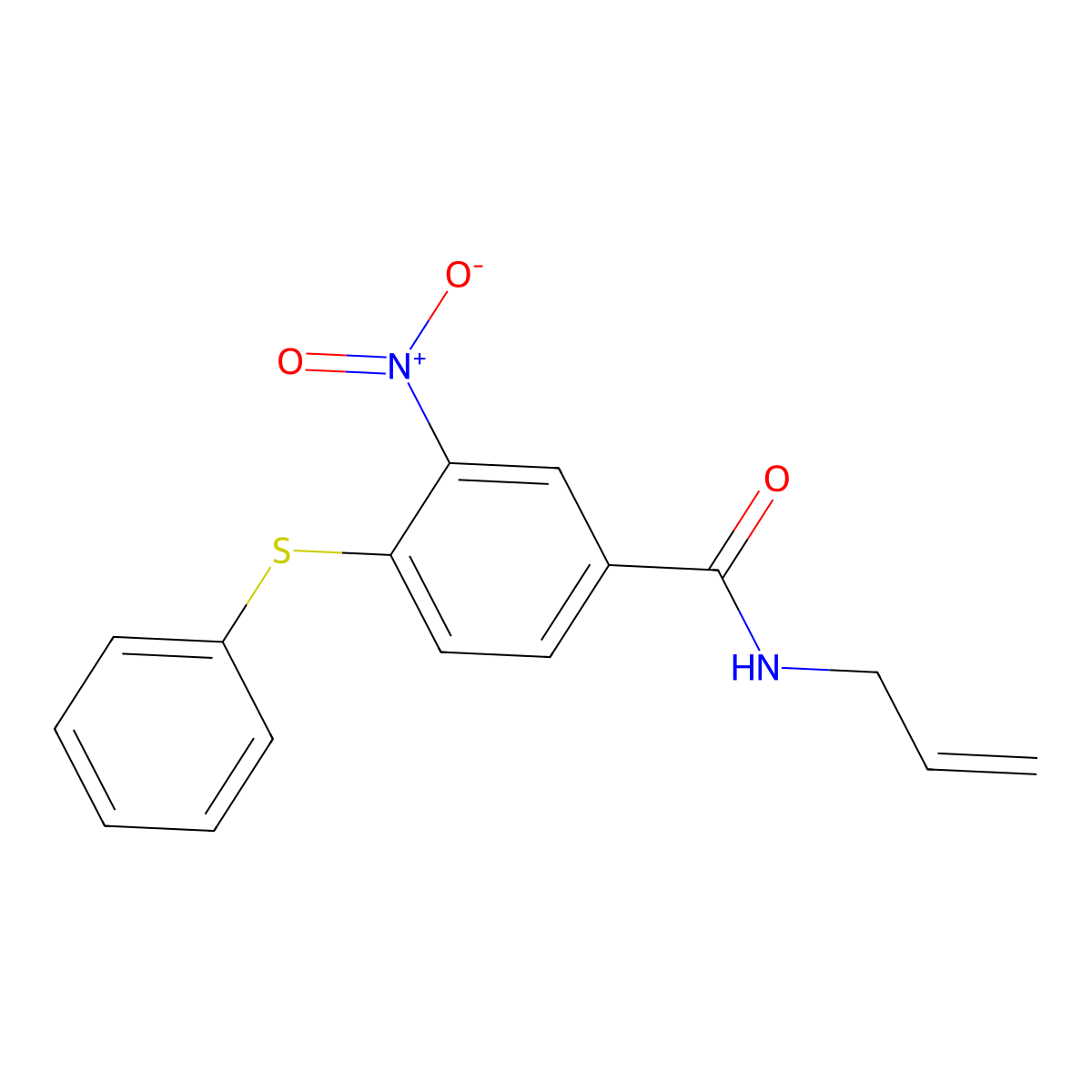 N-allyl-3-nitro-4-(phenylsulfanyl)benzenecarboxamide molecular structure, CAS 303988-28-5