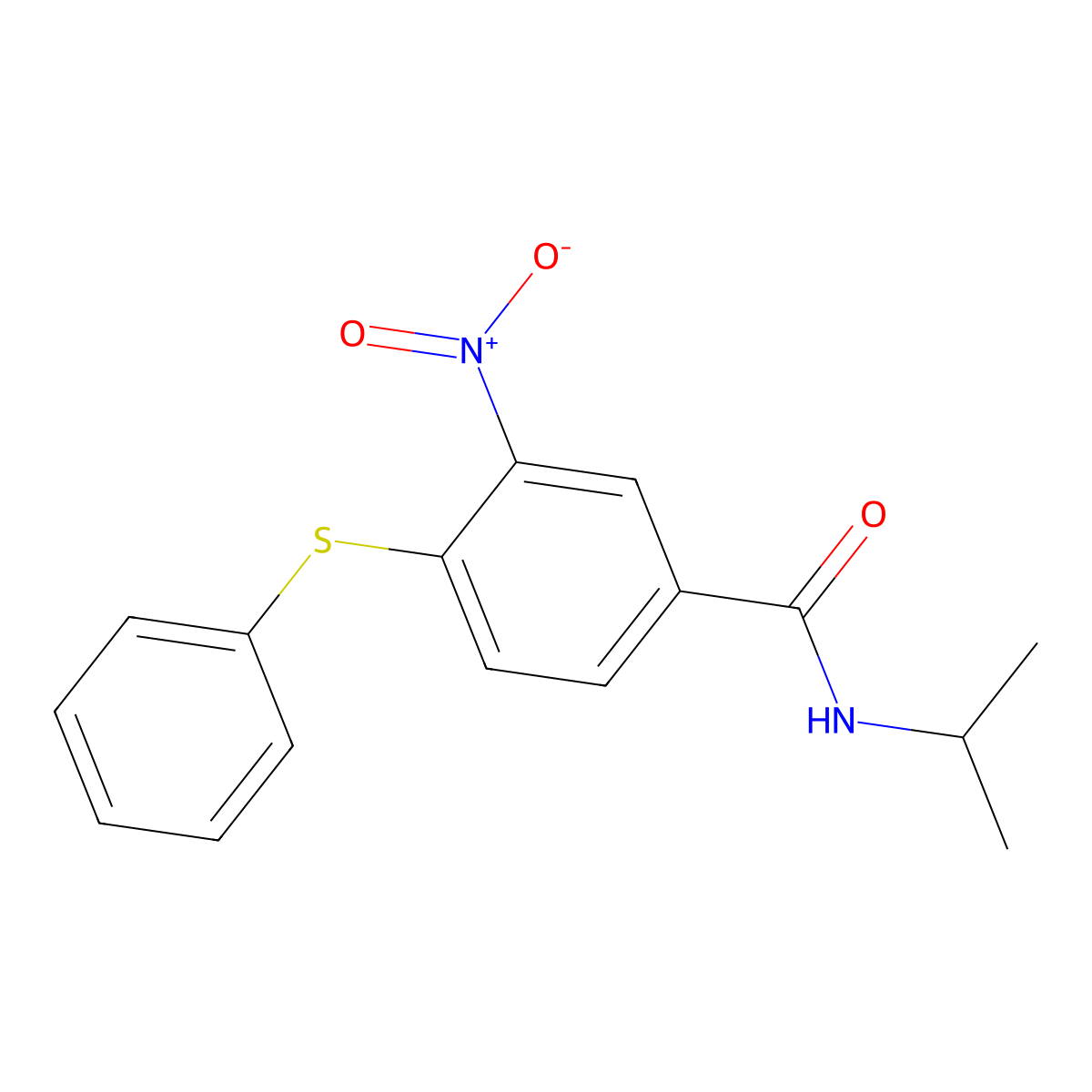 N-isopropyl-3-nitro-4-(phenylsulfanyl)benzenecarboxamide molecular structure, CAS 303988-31-0