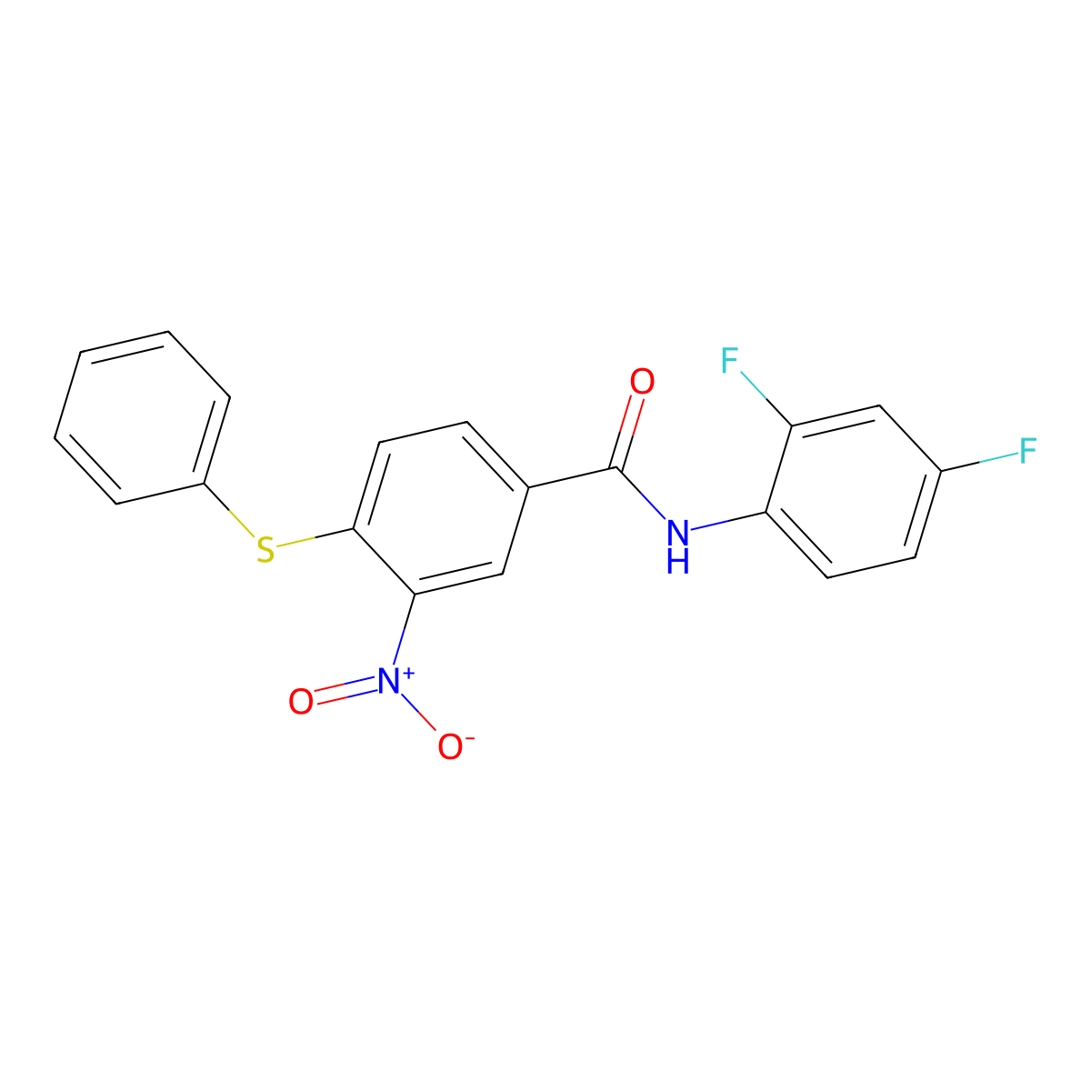 N-(2,4-difluorophenyl)-3-nitro-4-(phenylsulfanyl)benzenecarboxamide molecular structure, CAS 303988-33-2