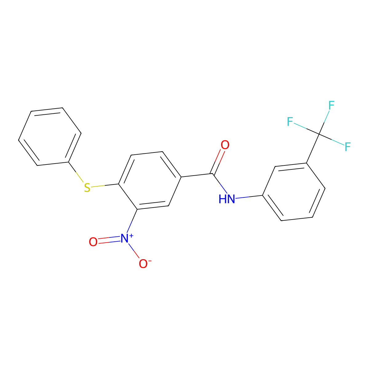 3-nitro-4-phenylsulfanyl-N-[3-(trifluoromethyl)phenyl]benzamide molecular structure, CAS 303988-34-3