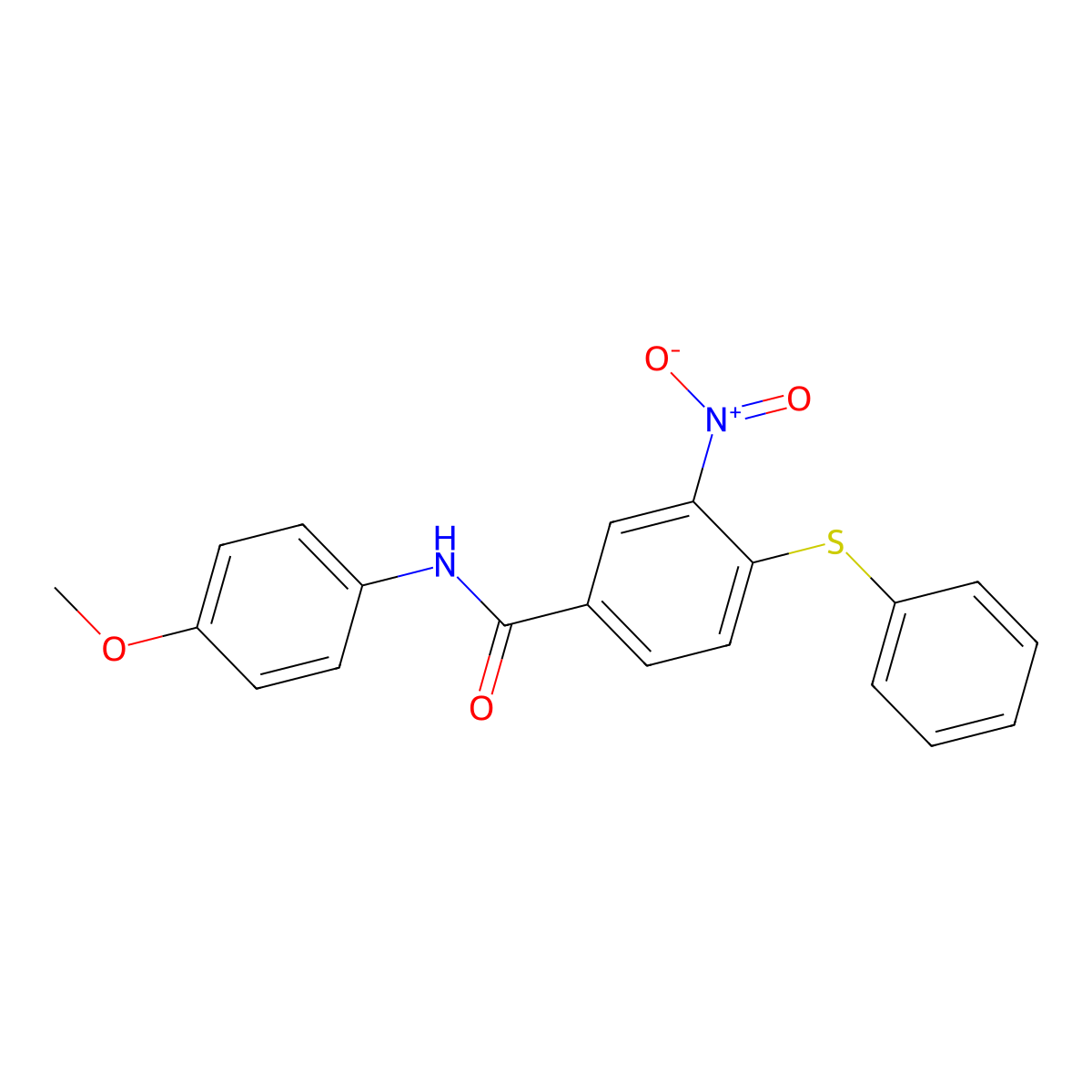 N-(4-methoxyphenyl)-3-nitro-4-(phenylsulfanyl)benzenecarboxamide molecular structure, CAS 303988-35-4