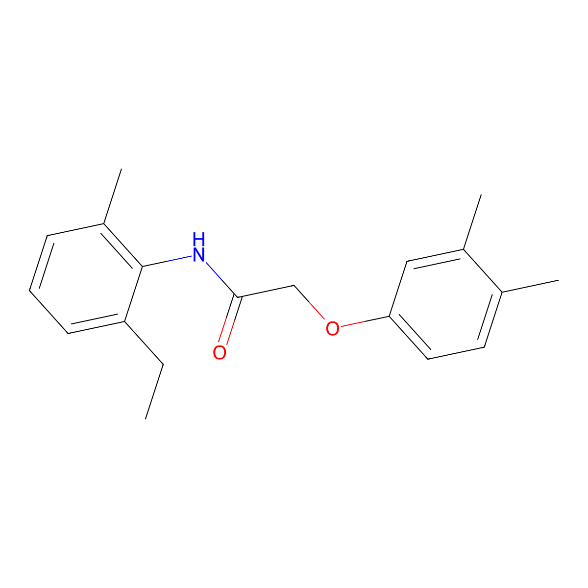 2-(3,4-dimethylphenoxy)-N-(2-ethyl-6-methylphenyl)acetamide molecular structure, CAS 303990-03-6