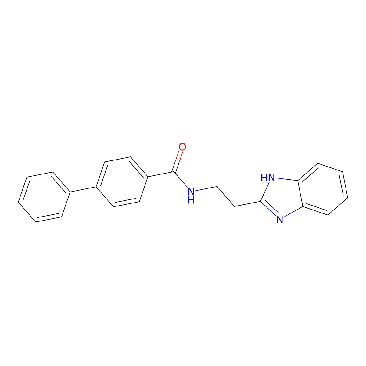 Biphenyl-4-carboxylic acid [2-(1H-benzoimidazol-2-yl)-ethyl]-amide molecular structure, CAS 303991-73-3