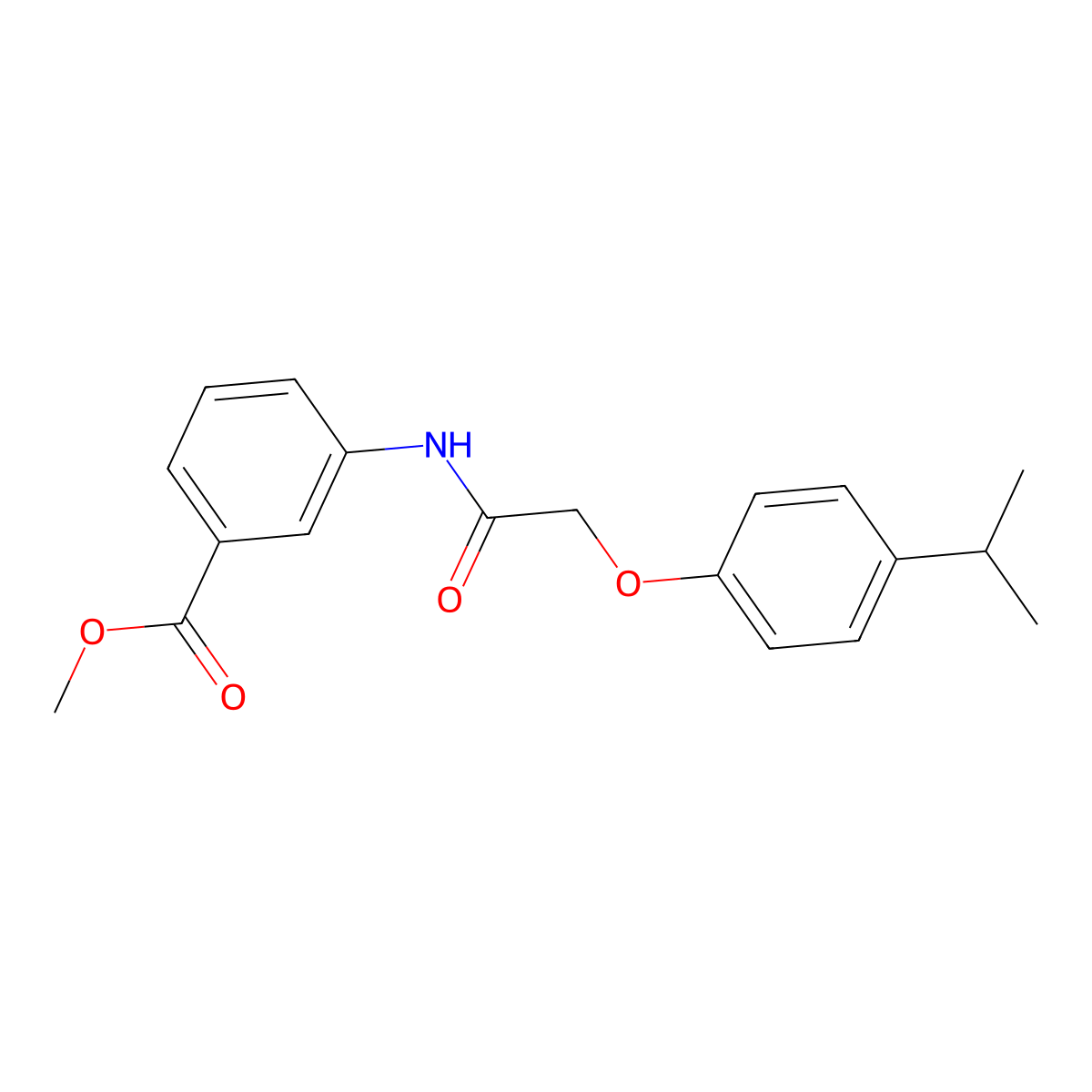 Methyl 3-{2-[4-(methylethyl)phenoxy]acetylamino}benzoate molecular structure, CAS 303992-02-1