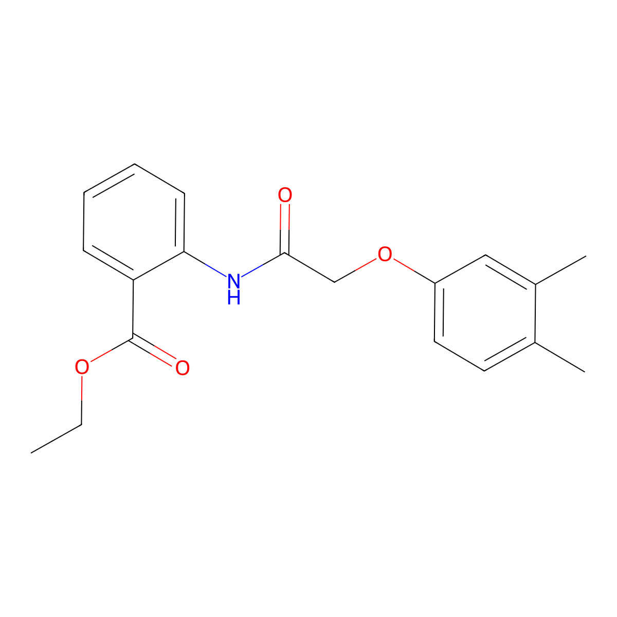 Ethyl 2-{[(3,4-dimethylphenoxy)acetyl]amino}benzoate molecular structure, CAS 303992-17-8