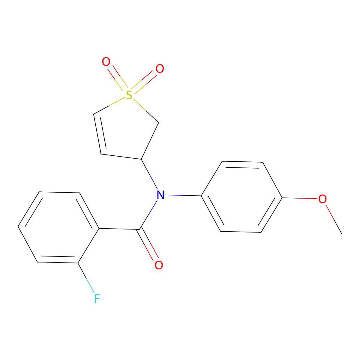 N-(1,1-dioxo-2,3-dihydrothiophen-3-yl)-2-fluoro-N-(4-methoxyphenyl)benzamide molecular structure, CAS 303992-31-6