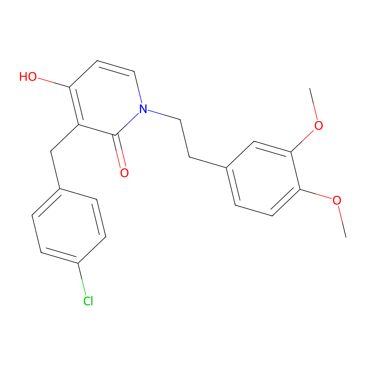 3-(4-chlorobenzyl)-1-(3,4-dimethoxyphenethyl)-4-hydroxy-2(1H)-pyridinone molecular structure, CAS 303994-48-1