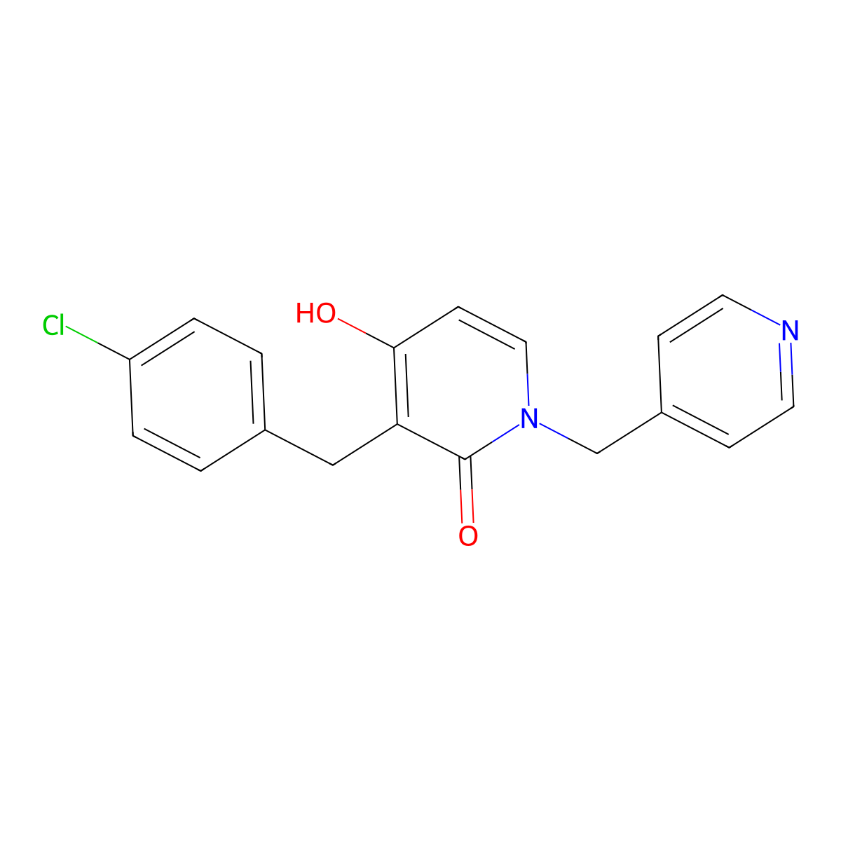 3-(4-chlorobenzyl)-4-hydroxy-1-(4-pyridinylmethyl)-2(1H)-pyridinone molecular structure, CAS 303994-51-6