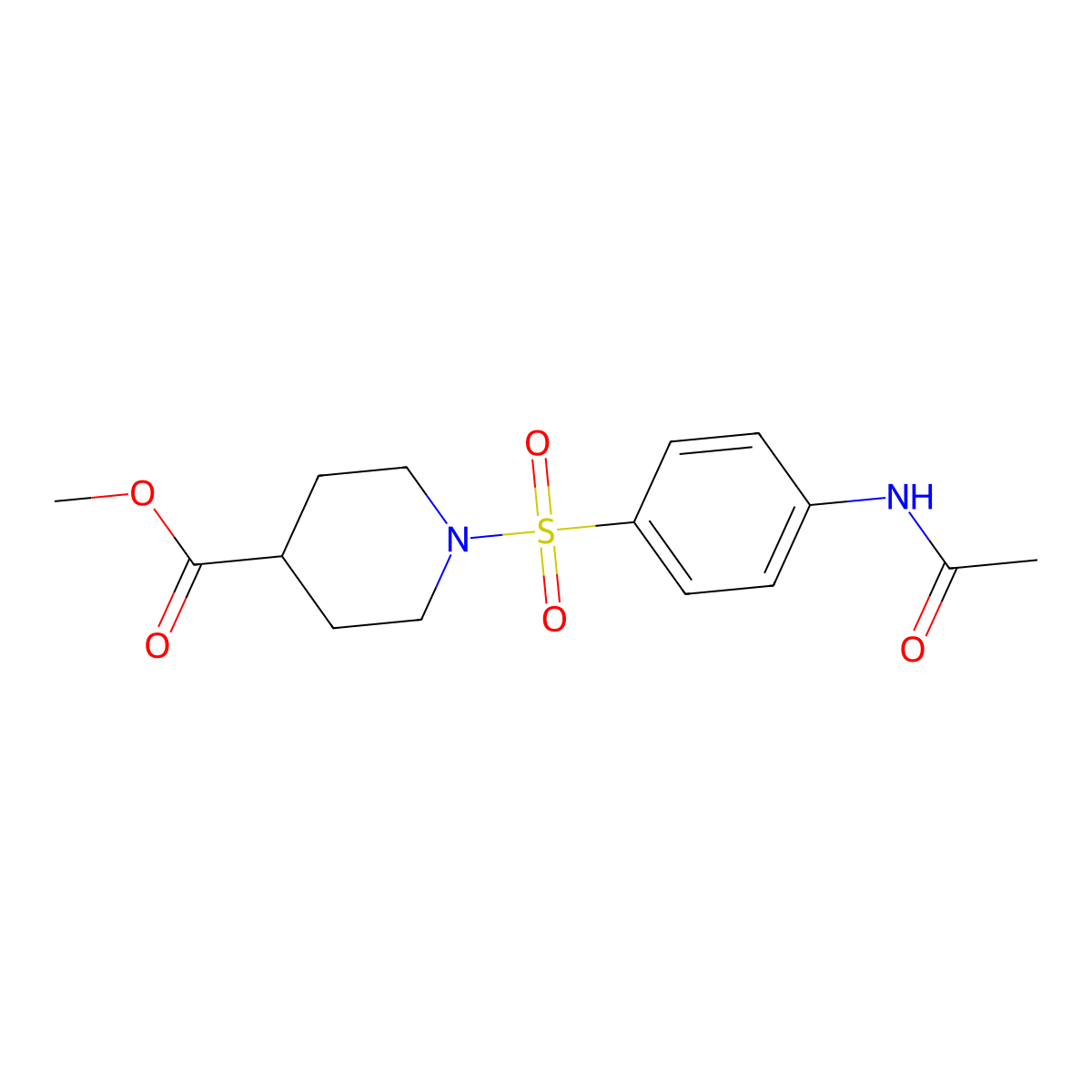 Methyl 1-{[4-(acetylamino)phenyl]sulfonyl}-4-piperidinecarboxylate molecular structure, CAS 303994-56-1