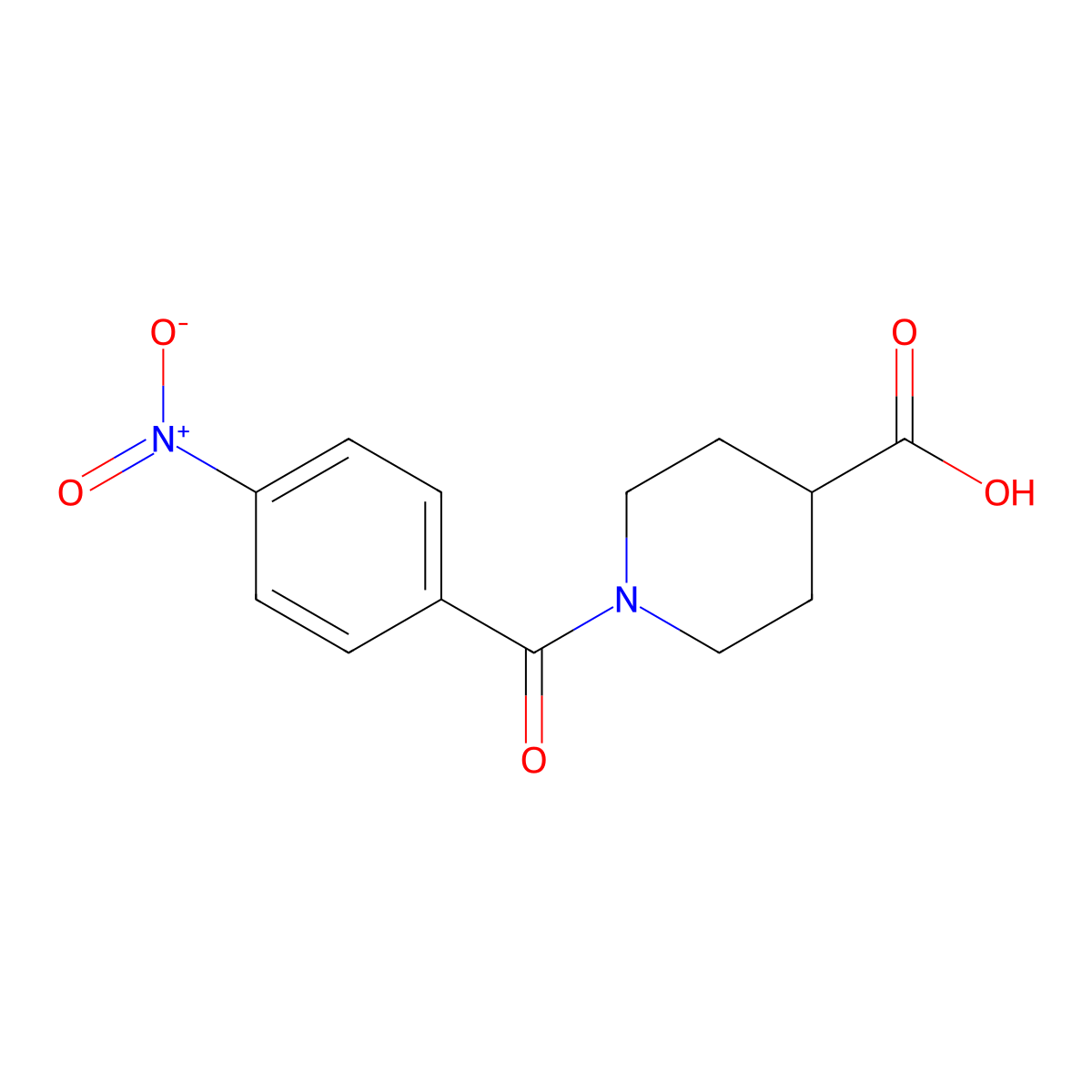1-(4-Nitrobenzoyl)-4-piperidinecarboxylic acid molecular structure, CAS 303994-58-3